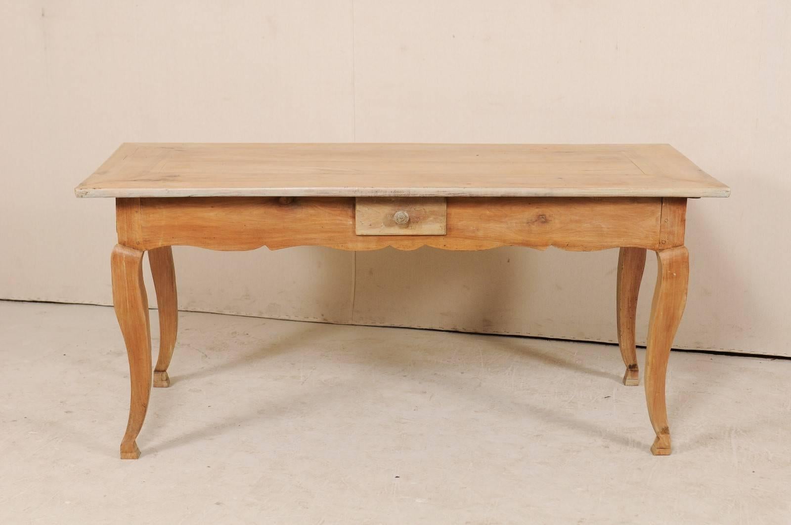 French Provincial French 19th Century Louis XV Style Provincial Desk Table with Cabriole Legs