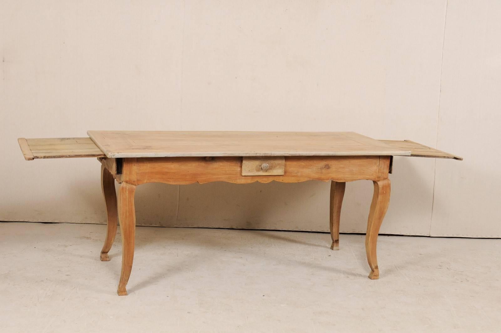 Wood French 19th Century Louis XV Style Provincial Desk Table with Cabriole Legs