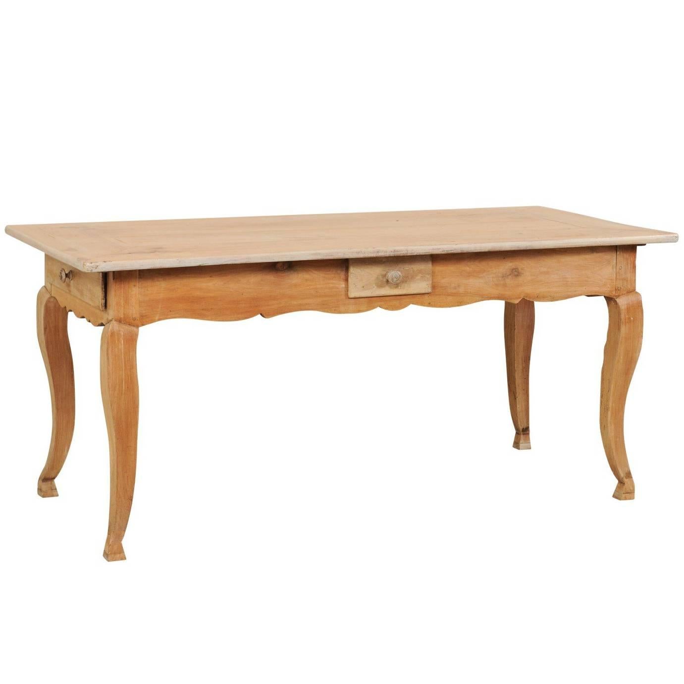 French 19th Century Louis XV Style Provincial Desk Table with Cabriole Legs