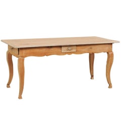 Antique French 19th Century Louis XV Style Provincial Desk Table with Cabriole Legs