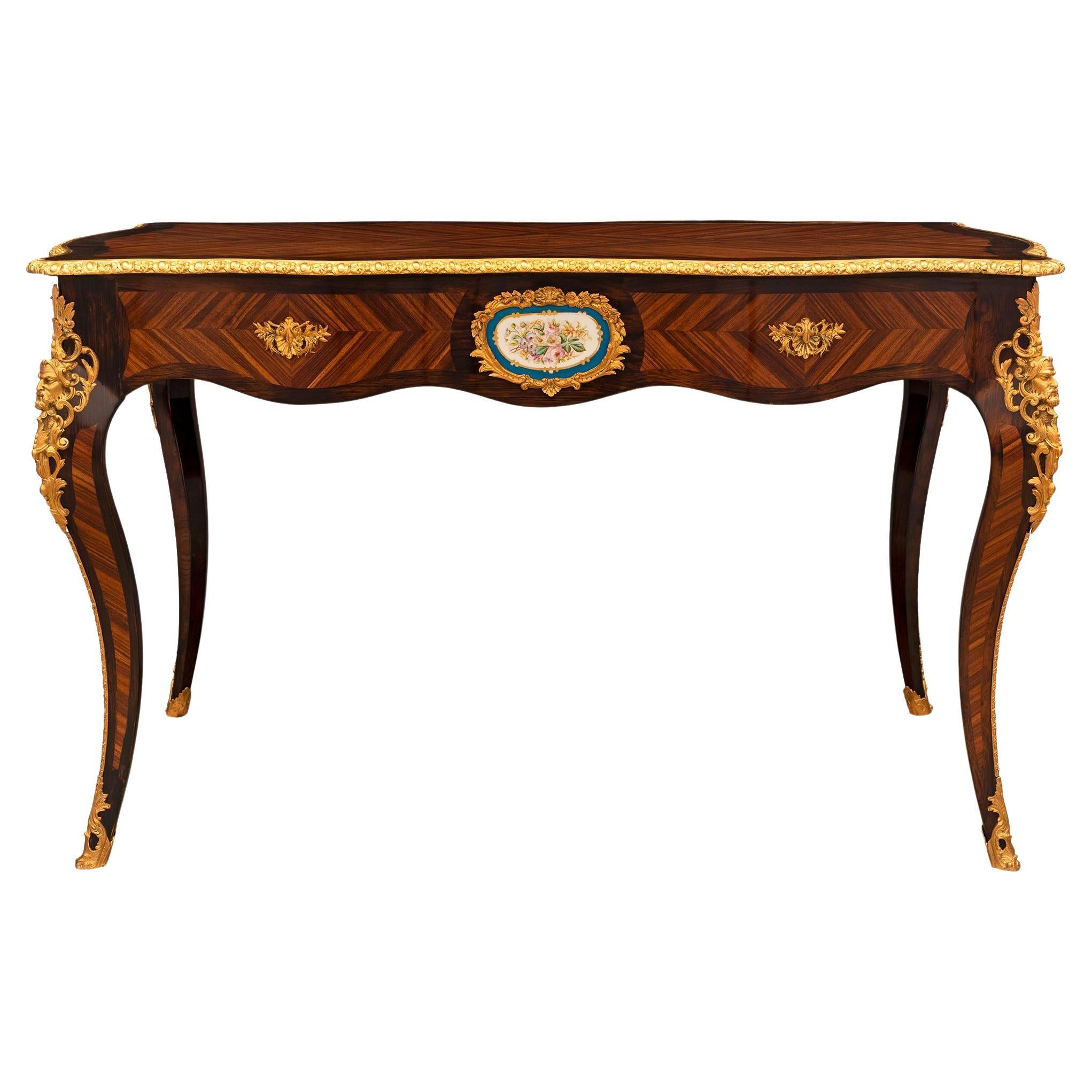 French 19th Century Louis XV Style Rosewood and Ormolu Center Table