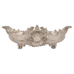 Centro de mesa de bronce plateado estilo Luis XV francés del siglo XIX