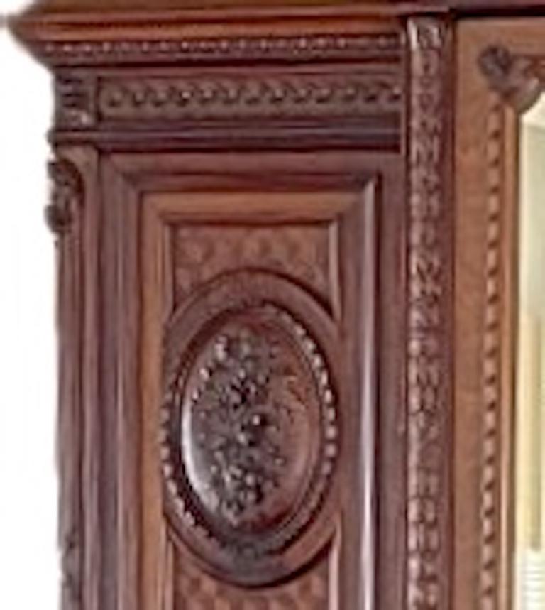 French 1950s Louis XV Style Stained Hand Carved Cherrywood Armoire For Sale 7