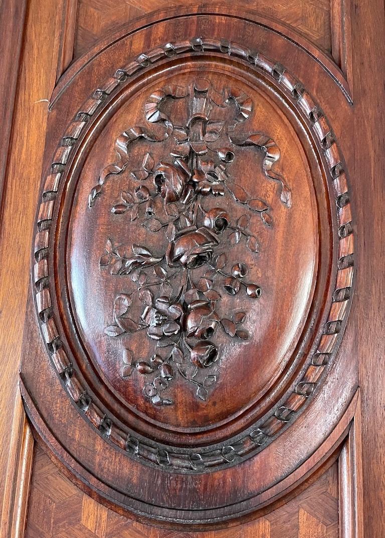 French 1950s Louis XV Style Stained Hand Carved Cherrywood Armoire For Sale 14