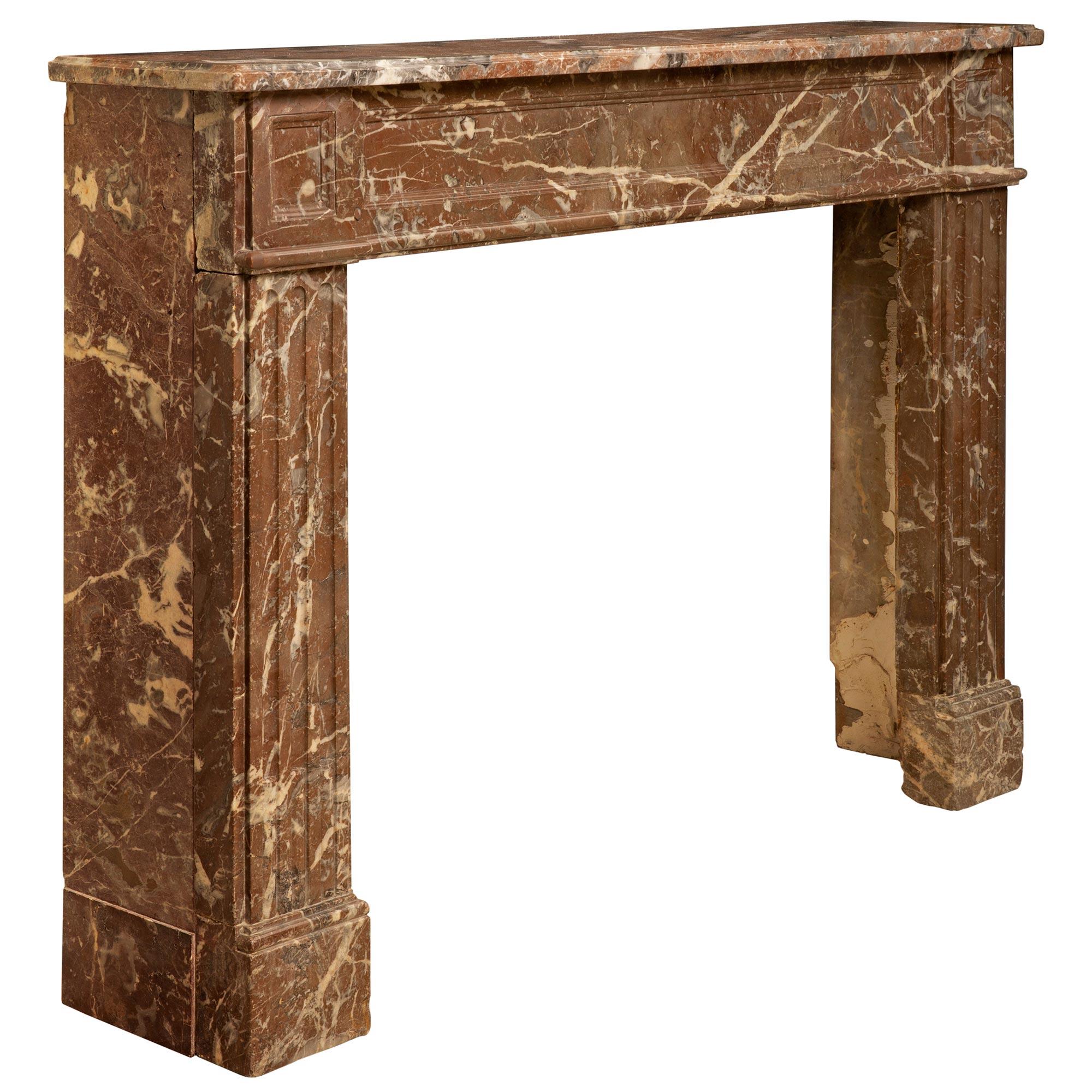 French 19th Century Louis XV Style Stone Mantel In Good Condition For Sale In West Palm Beach, FL