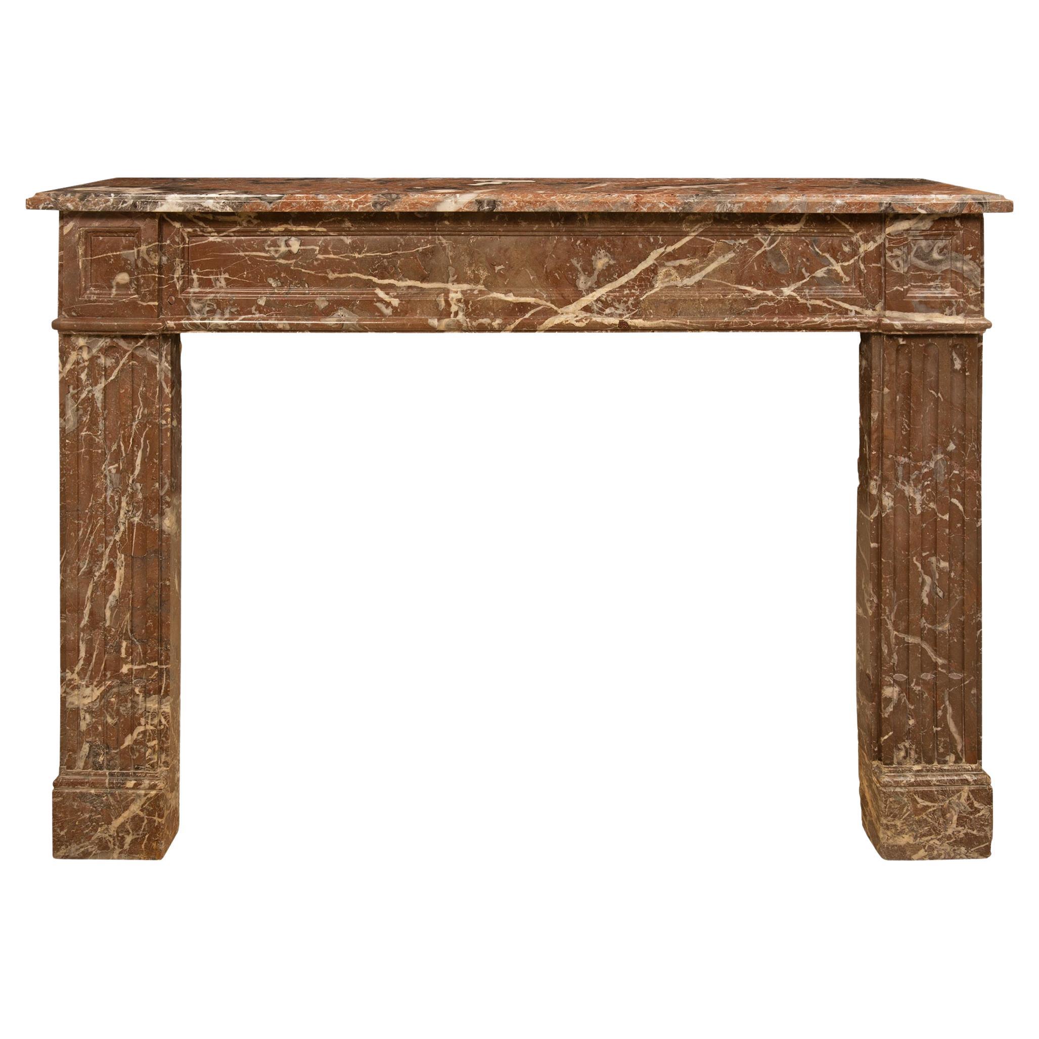 French 19th Century Louis XV Style Stone Mantel For Sale