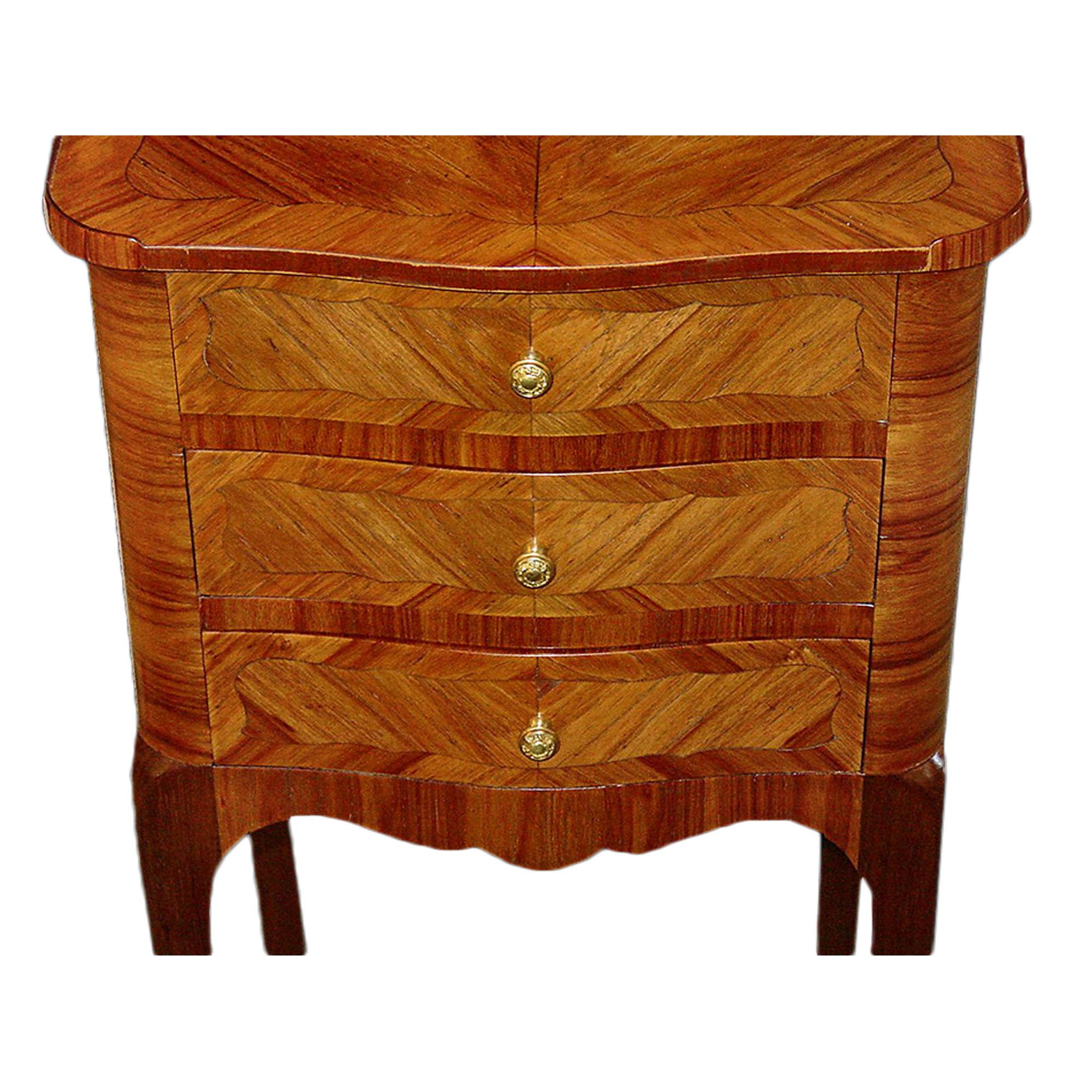 French 19th Century Louis XV Style Three-Drawer Side Table In Good Condition For Sale In West Palm Beach, FL