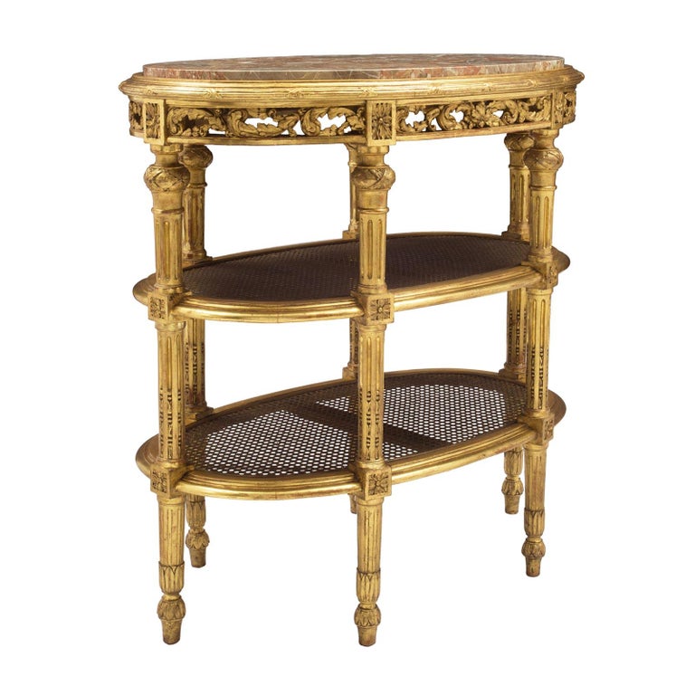 French 19th Century Louis XV Style Three-Tiered Giltwood and Marble ...