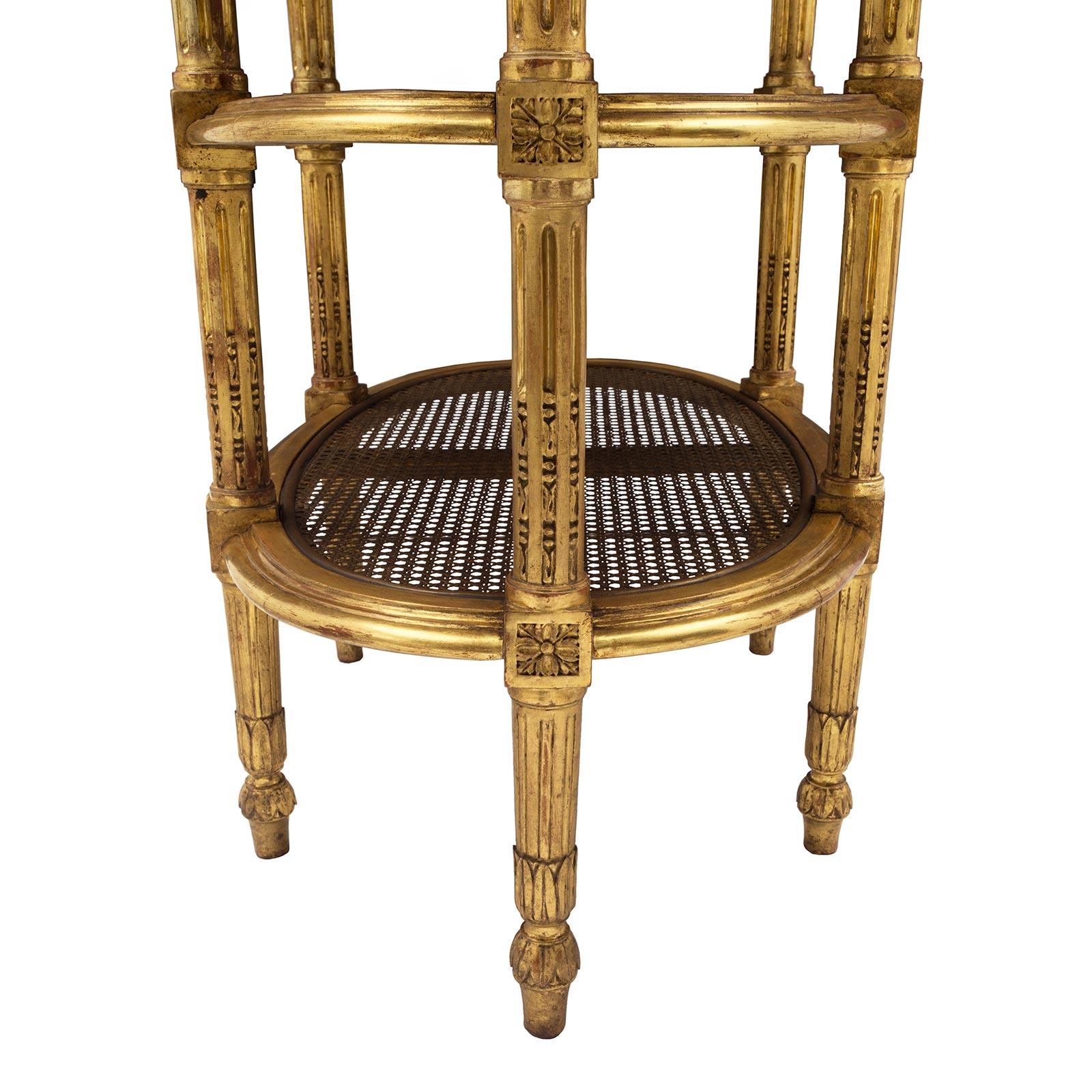 French 19th Century Louis XV Style Three-Tiered Giltwood and Marble Table For Sale 2