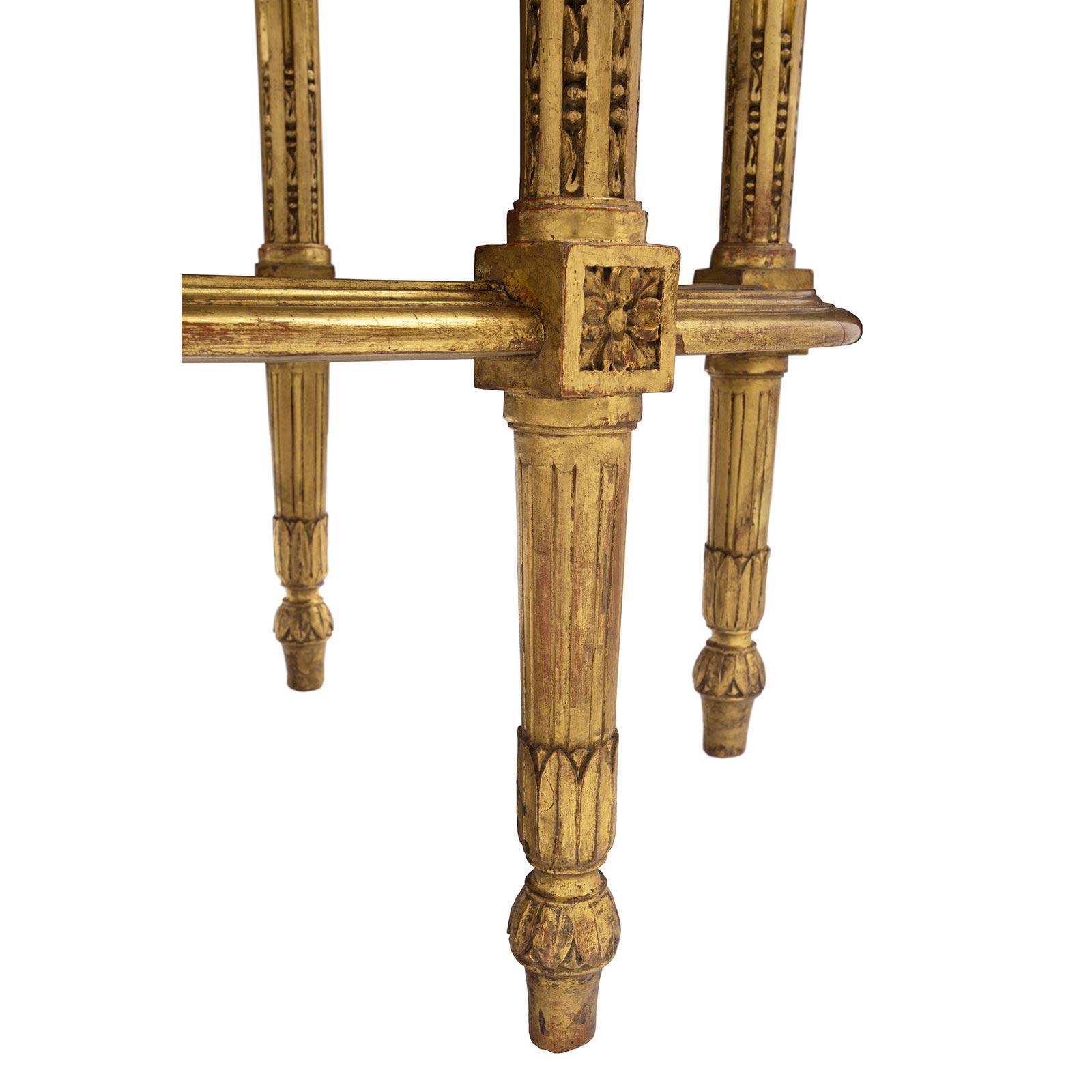 French 19th Century Louis XV Style Three-Tiered Giltwood and Marble Table For Sale 4