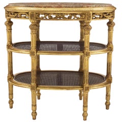 French 19th Century Louis XV Style Three-Tiered Giltwood and Marble Table