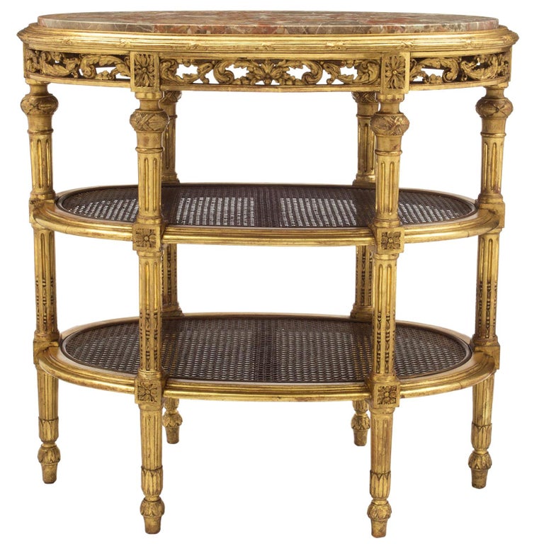French 19th Century Louis XV Style Three-Tiered Giltwood and Marble ...