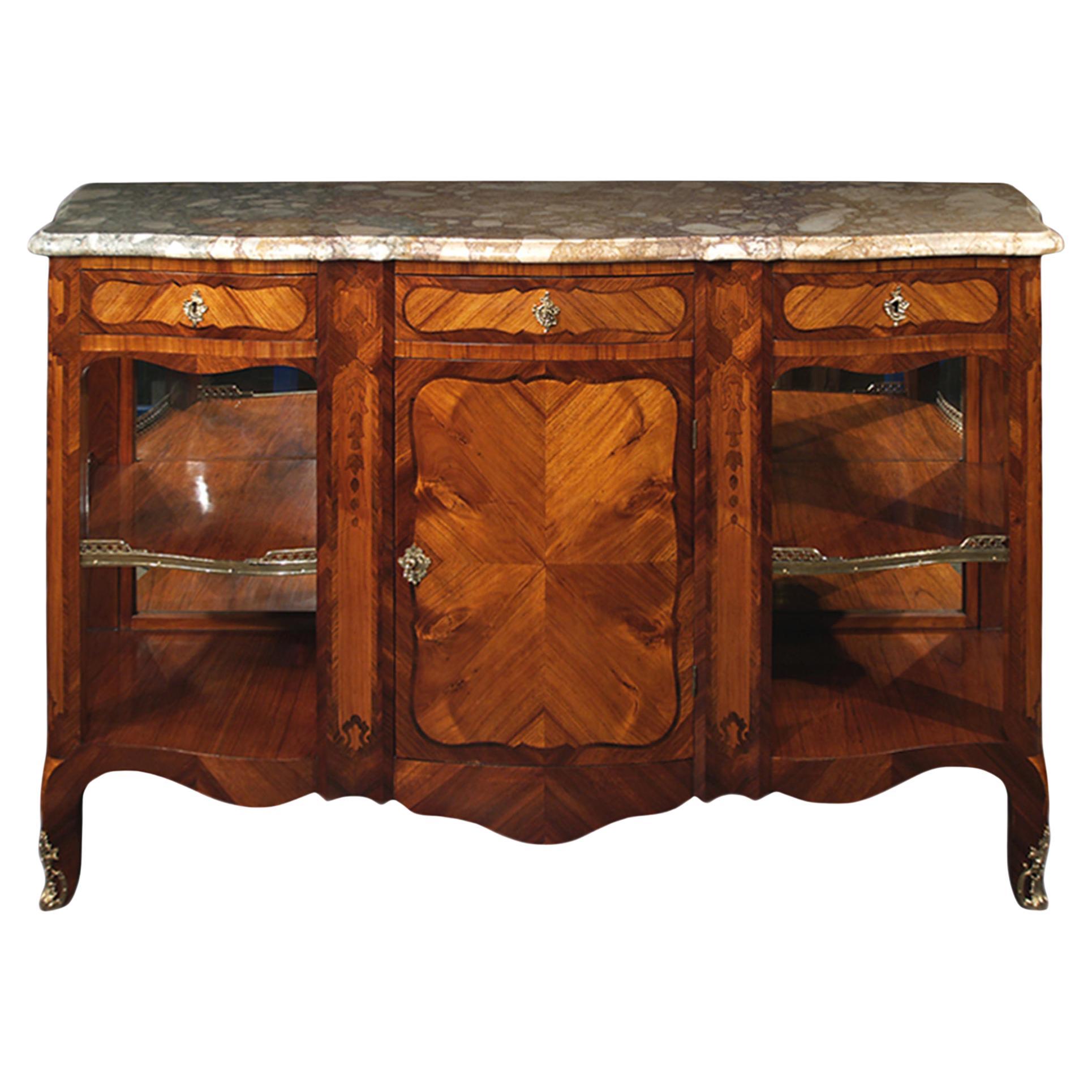 French 19th Century Louis XV Style Tulipwood and Kingwood Buffet For Sale
