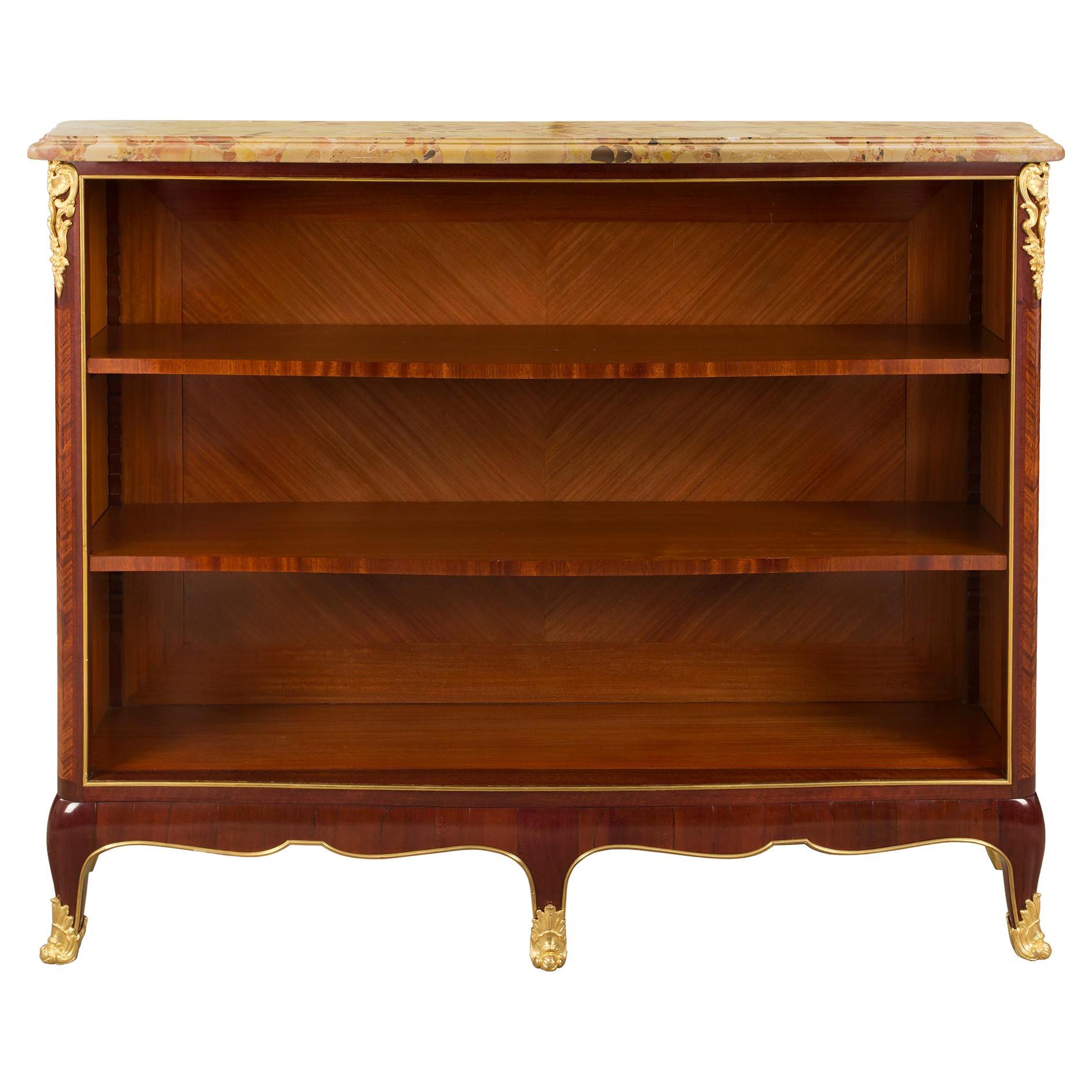 French 19th Century Louis XV Style Tulipwood and Ormolu Bibus For Sale