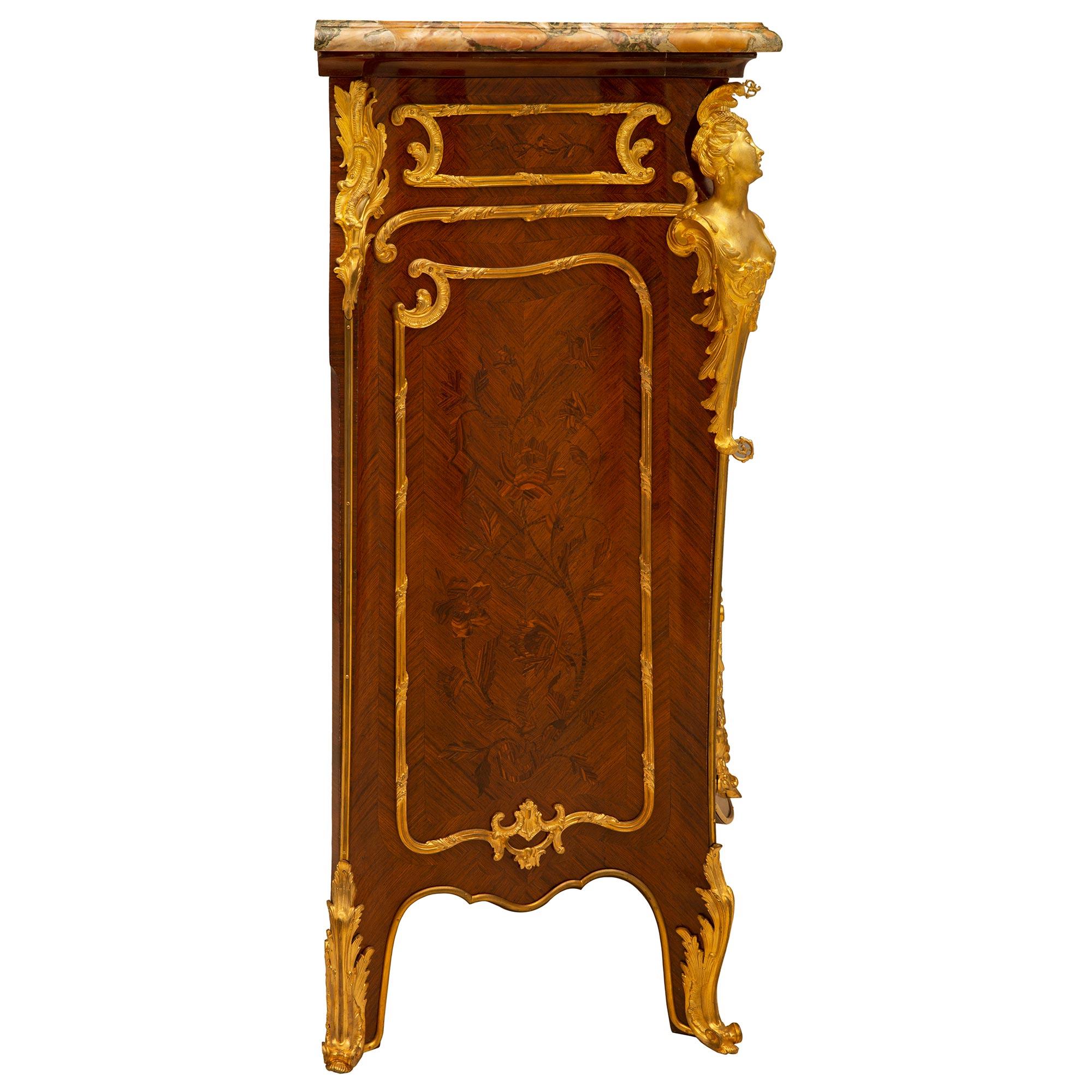 French 19th Century Louis XV Style Tulipwood Kingwood and Ormolu Cabinet For Sale 1