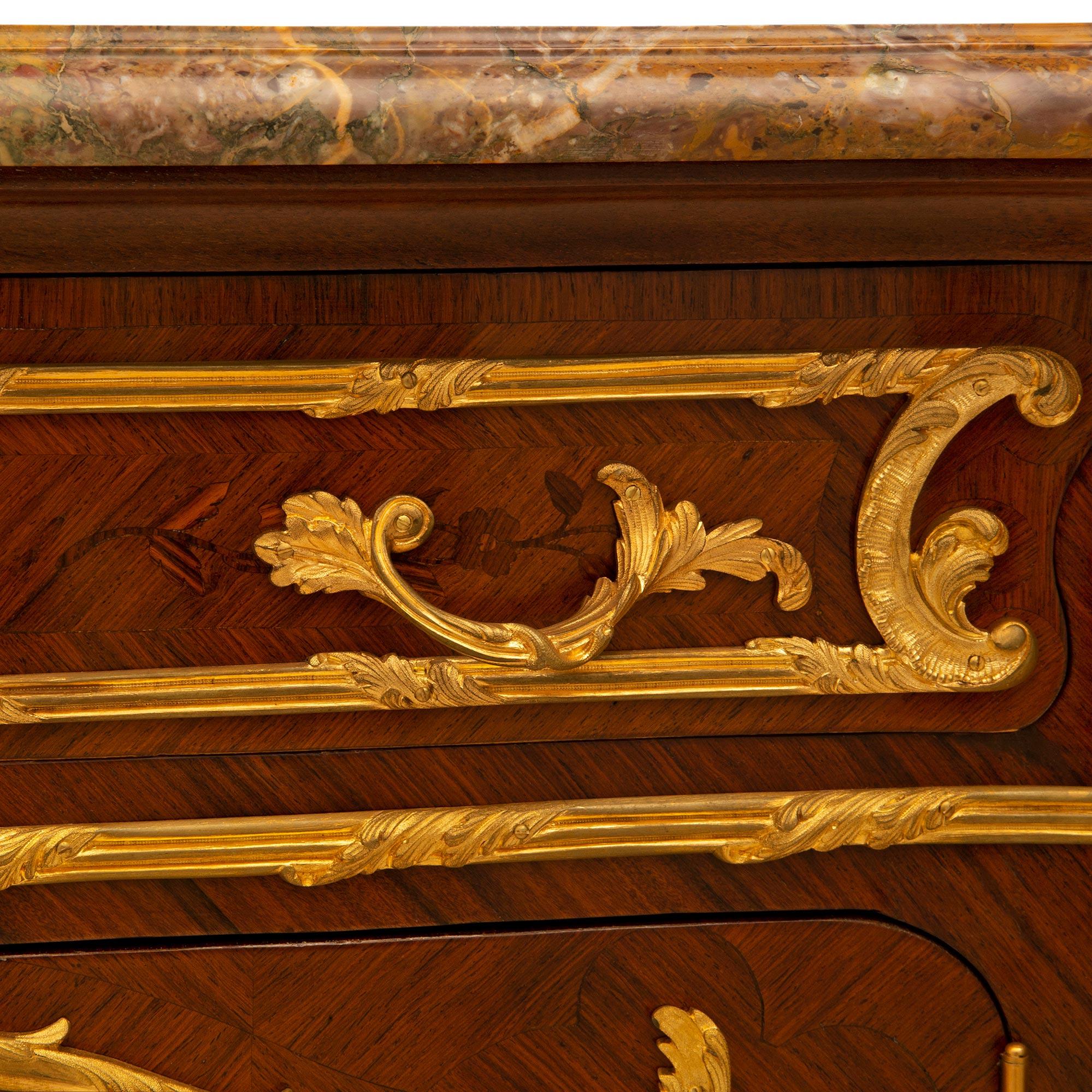 French 19th Century Louis XV Style Tulipwood Kingwood and Ormolu Cabinet For Sale 4
