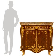 Antique French 19th Century Louis XV Style Tulipwood Kingwood and Ormolu Cabinet