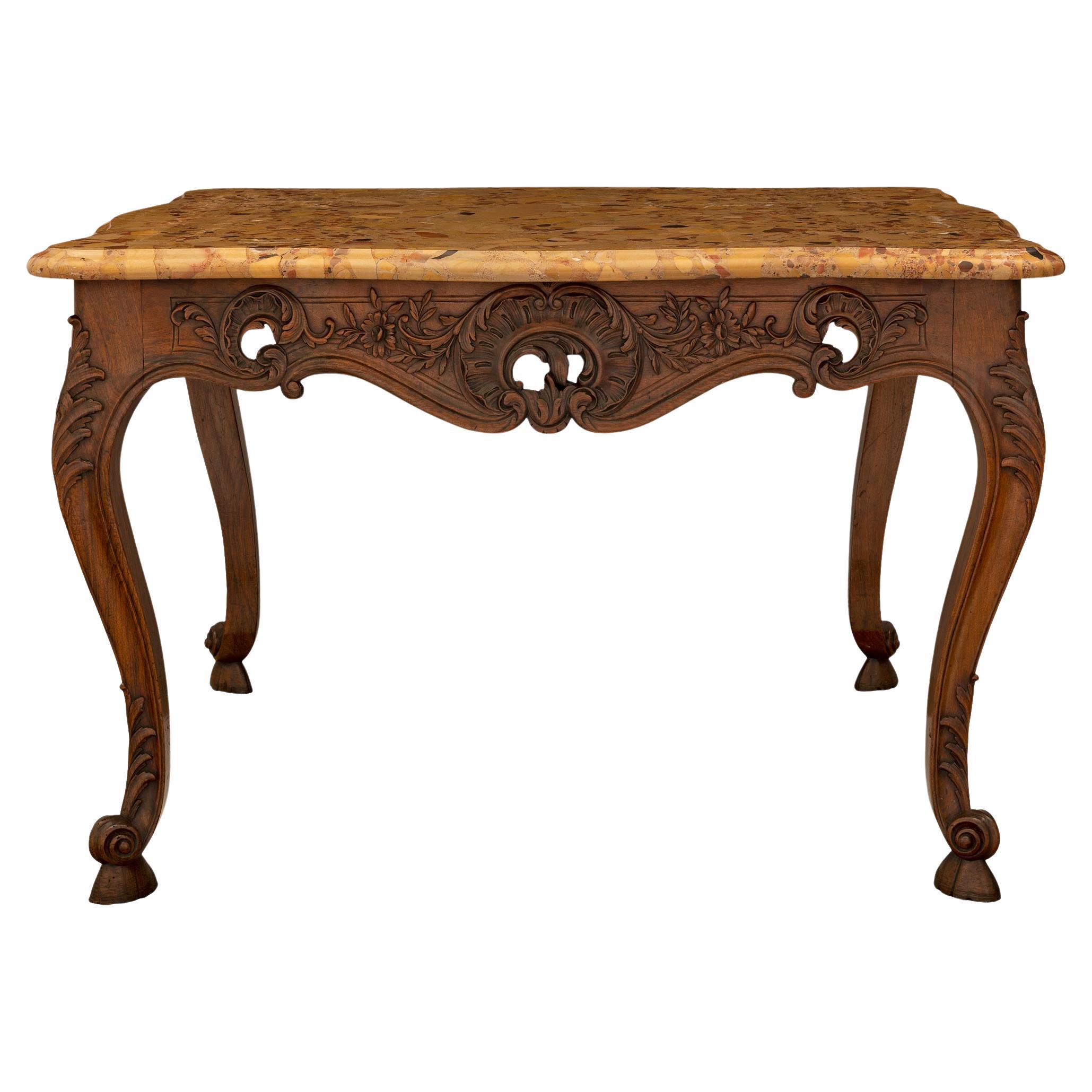 French 19th Century Louis XV Style Walnut Center Table For Sale