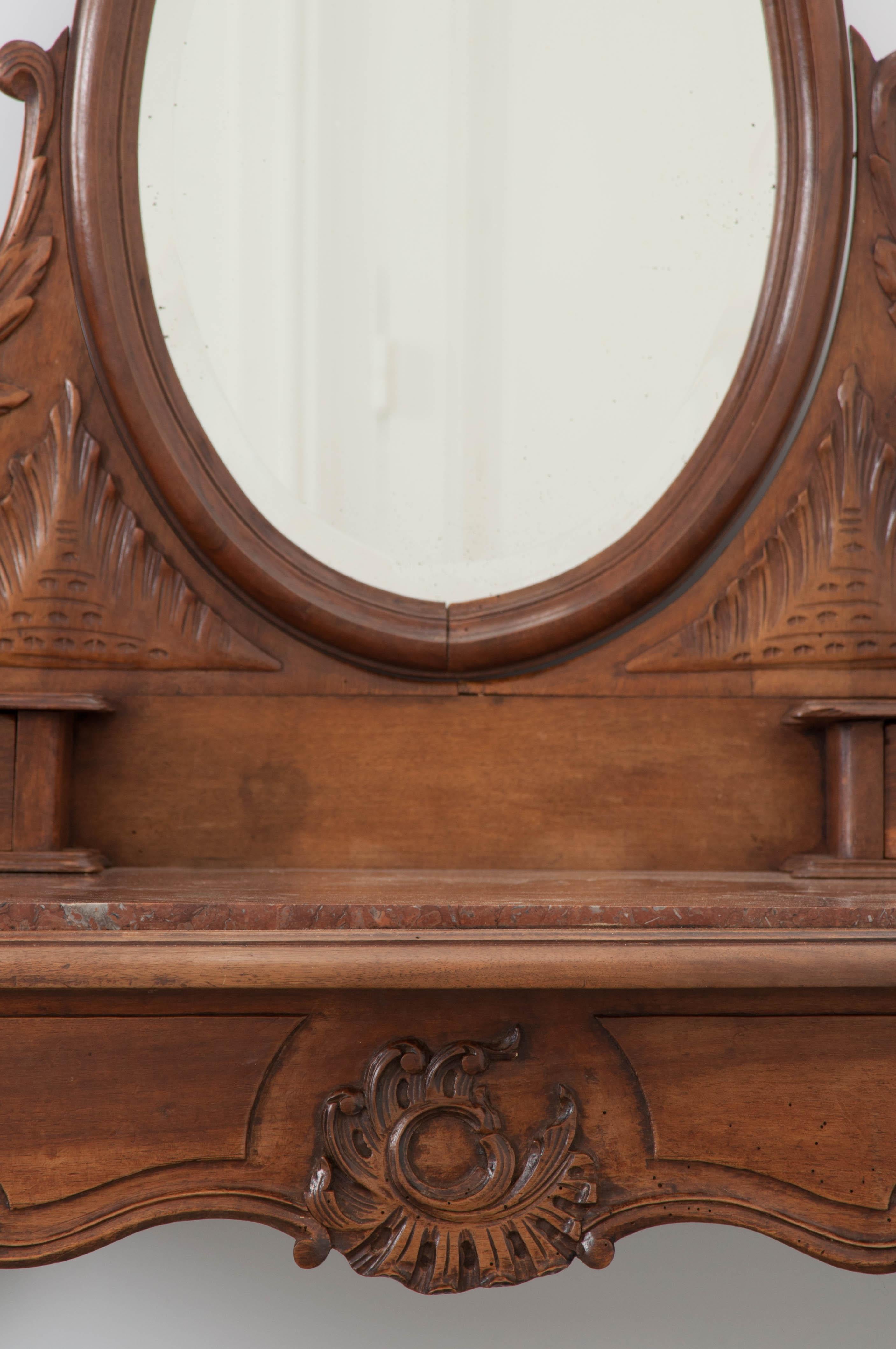 Mirror French, 19th Century Louis XV Style Walnut Vanity