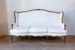 French, 19th Century Louis XV Style Wooden Three-Seat Canapé à Oreilles h88a