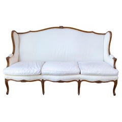 Canapé à Oreilles en bois à trois places, style Louis XV, 19e siècle h88a