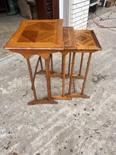 French 19th Century Louis XV Walnut Bamboo Style Nesting Tables