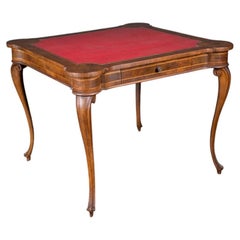 French 19th Century Louis XV Walnut Leather Inlaid Card Table