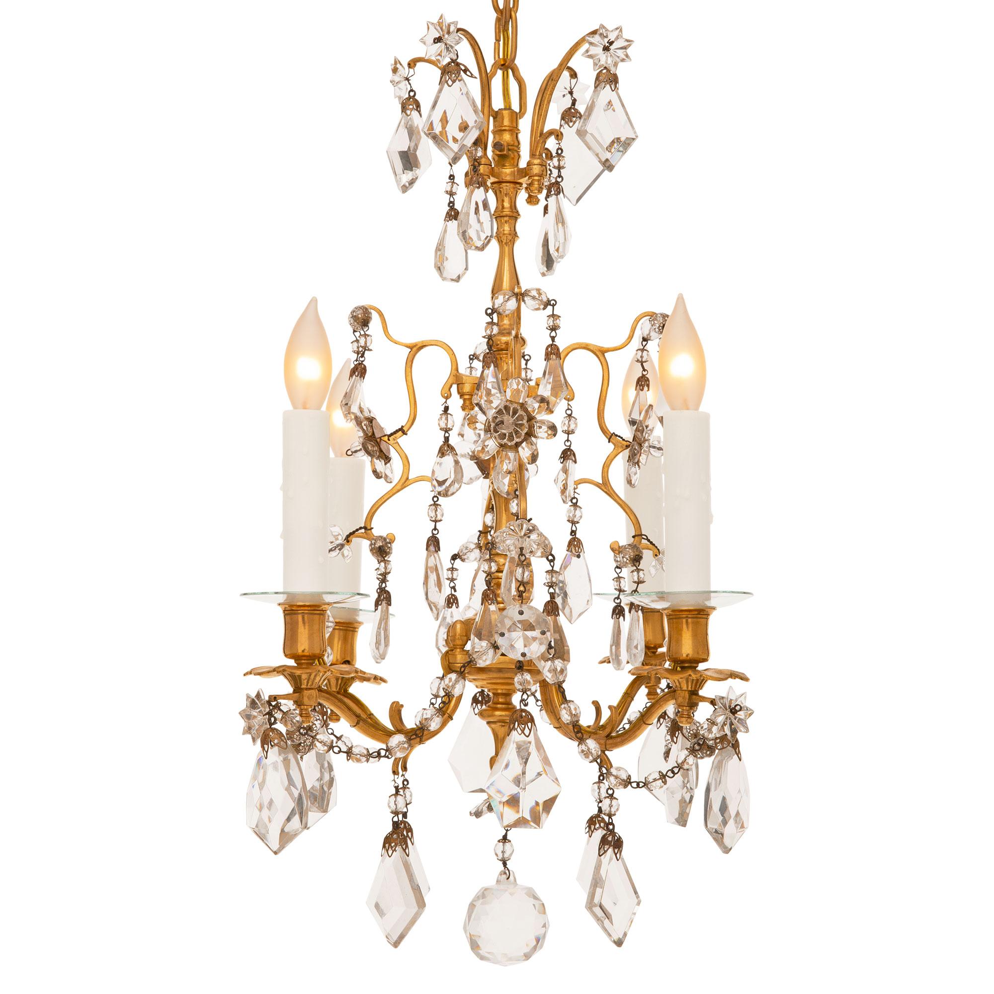 French 19th Century Louis XV/XVI St. Ormolu And Crystal Chandelier 7