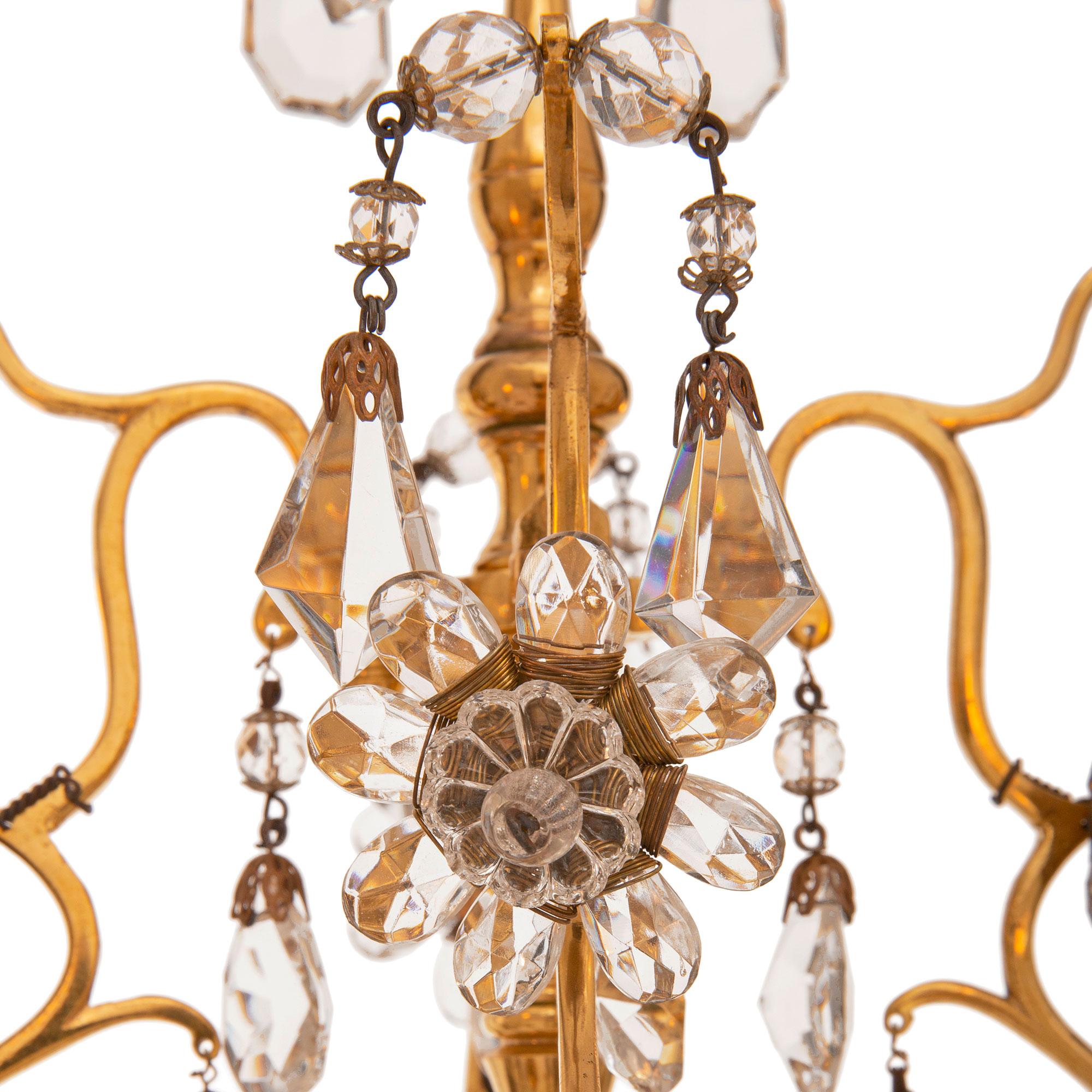 French 19th Century Louis XV/XVI St. Ormolu And Crystal Chandelier 3
