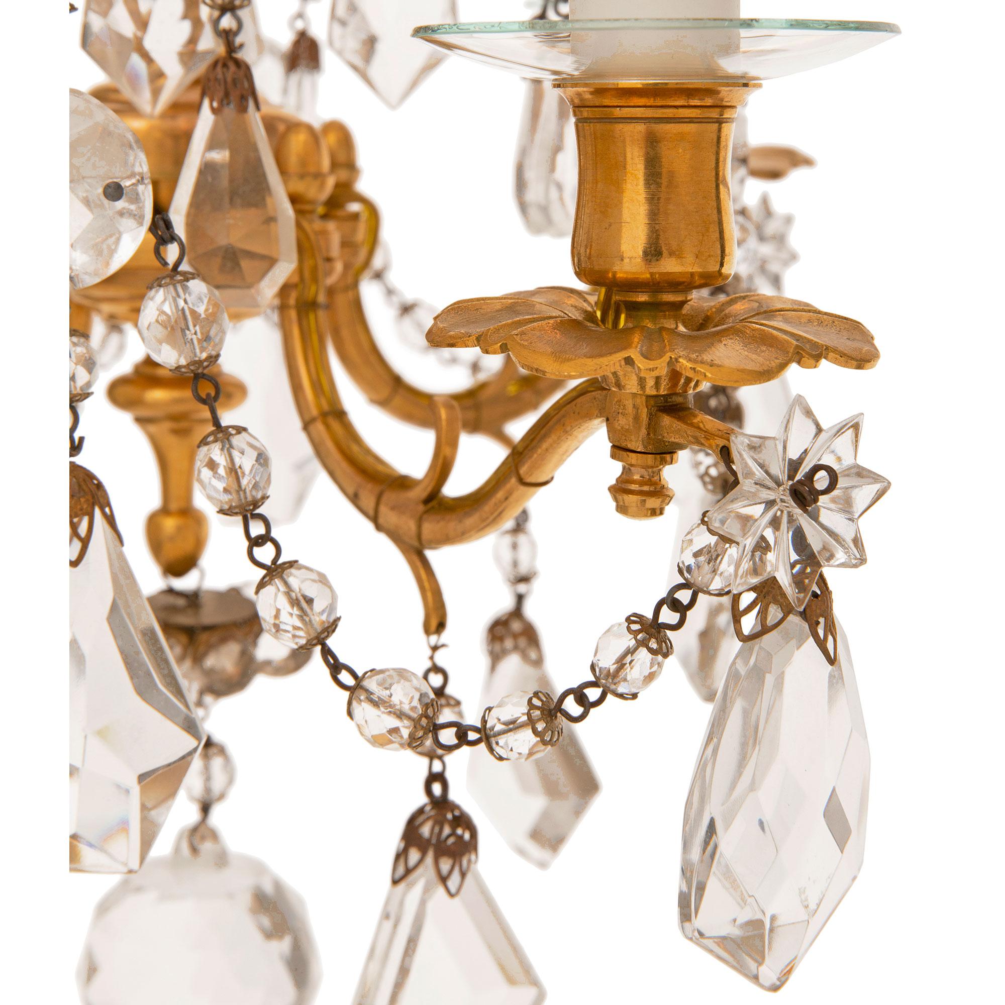 French 19th Century Louis XV/XVI St. Ormolu And Crystal Chandelier 4