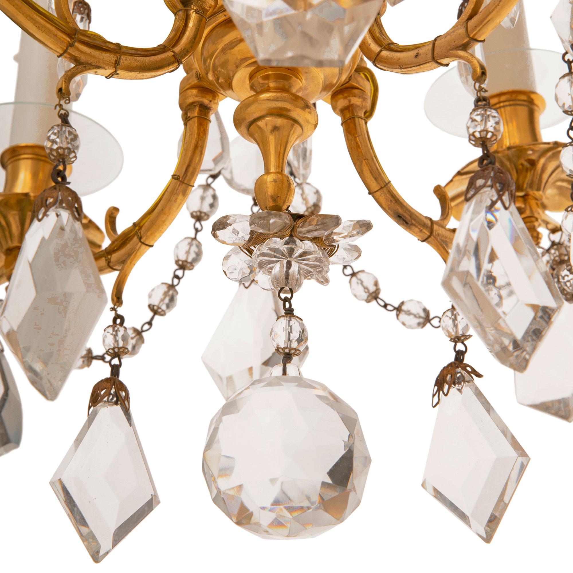 French 19th Century Louis XV/XVI St. Ormolu And Crystal Chandelier 5