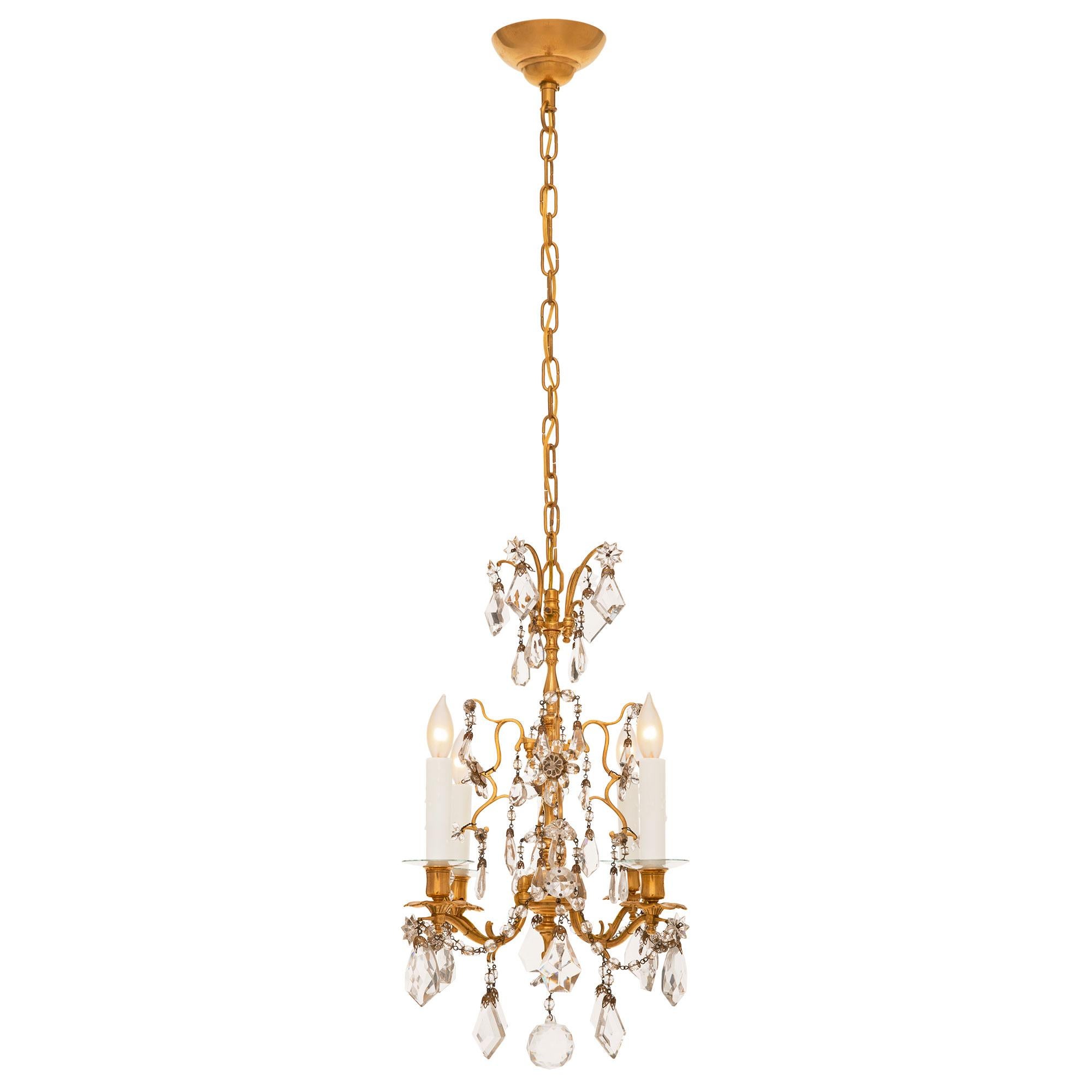 French 19th Century Louis XV/XVI St. Ormolu And Crystal Chandelier 6