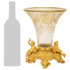 French 19th century Louis XV/XVI st. Ormolu and Gilt Crystal vase