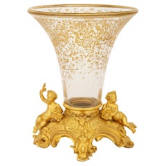 French 19th century Louis XV/XVI st. Ormolu and Gilt Crystal vase