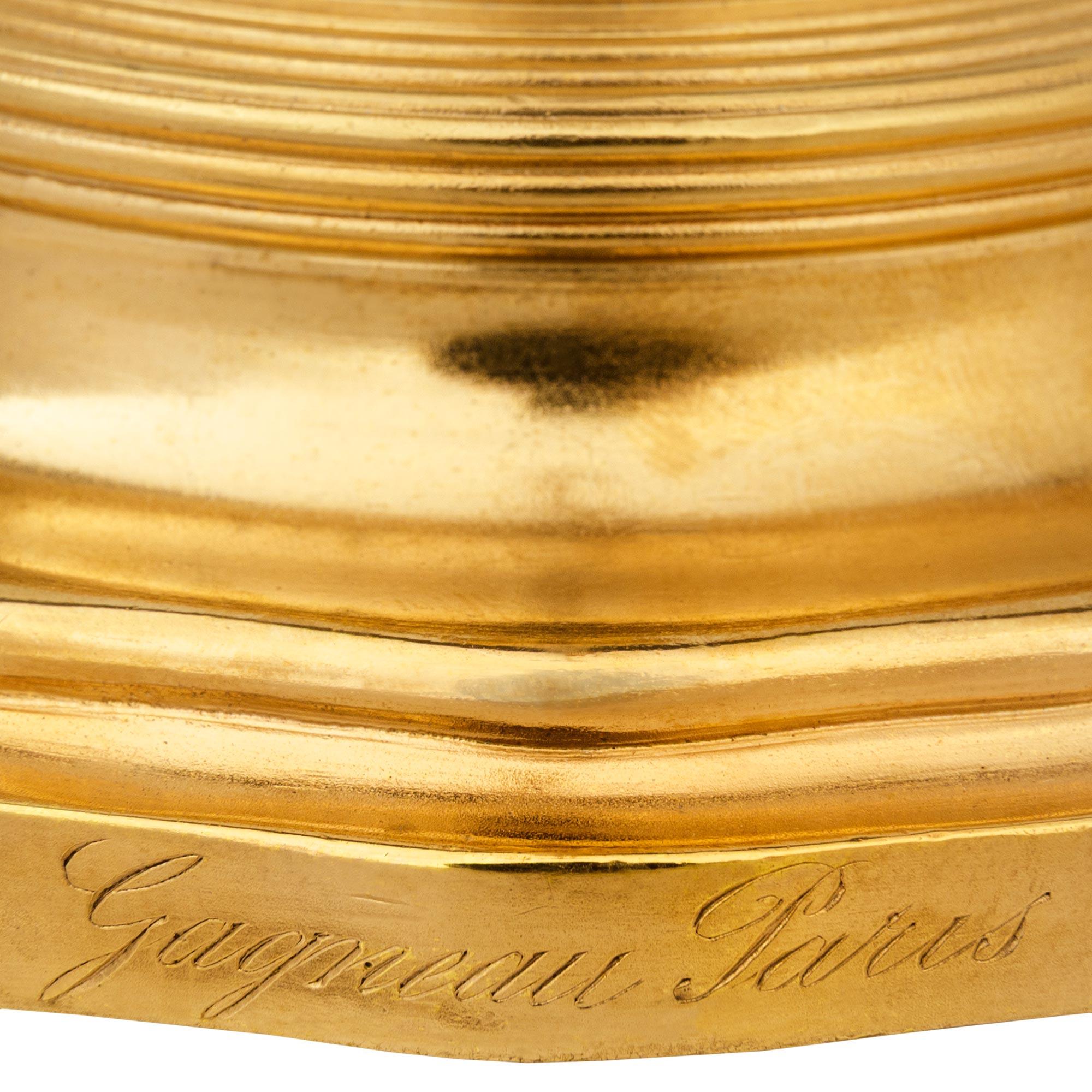 Lámpara de Ormolu francesa del siglo XIX, estilo Luis XV/XVI, firmada Gagneau Paris en venta 2