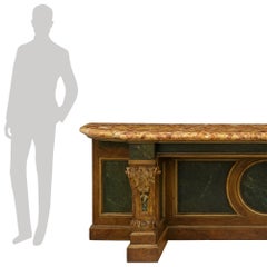 French 19th century Louis XV/XVI st. patinated Wood and marble console