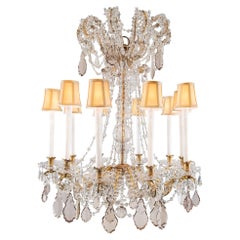 French 19th Century Louis XVI Baccarat Crystal and Gilt Metal Chandelier