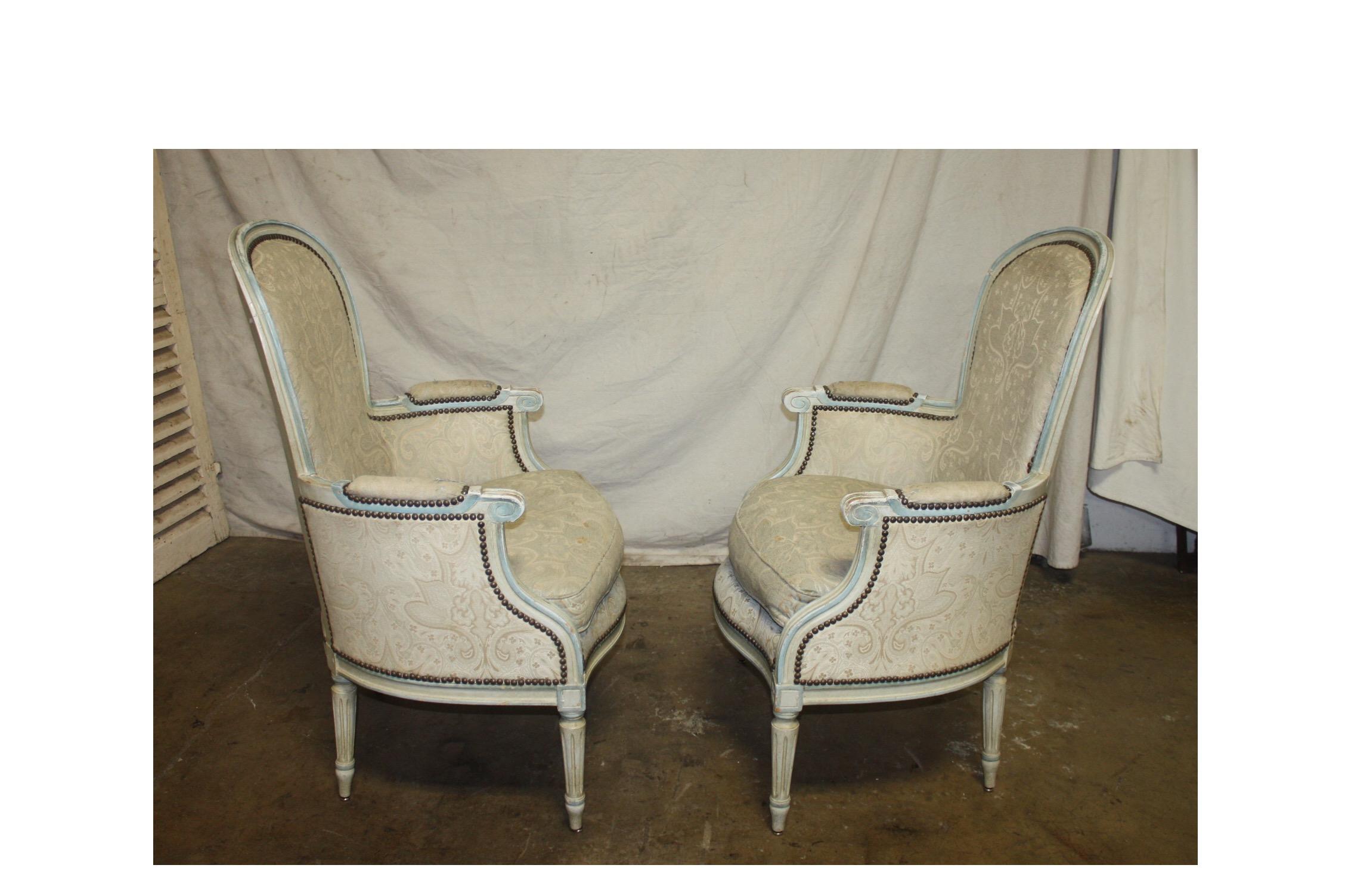 French 19th Century Louis XVI Bergère Chairs In Good Condition In Stockbridge, GA