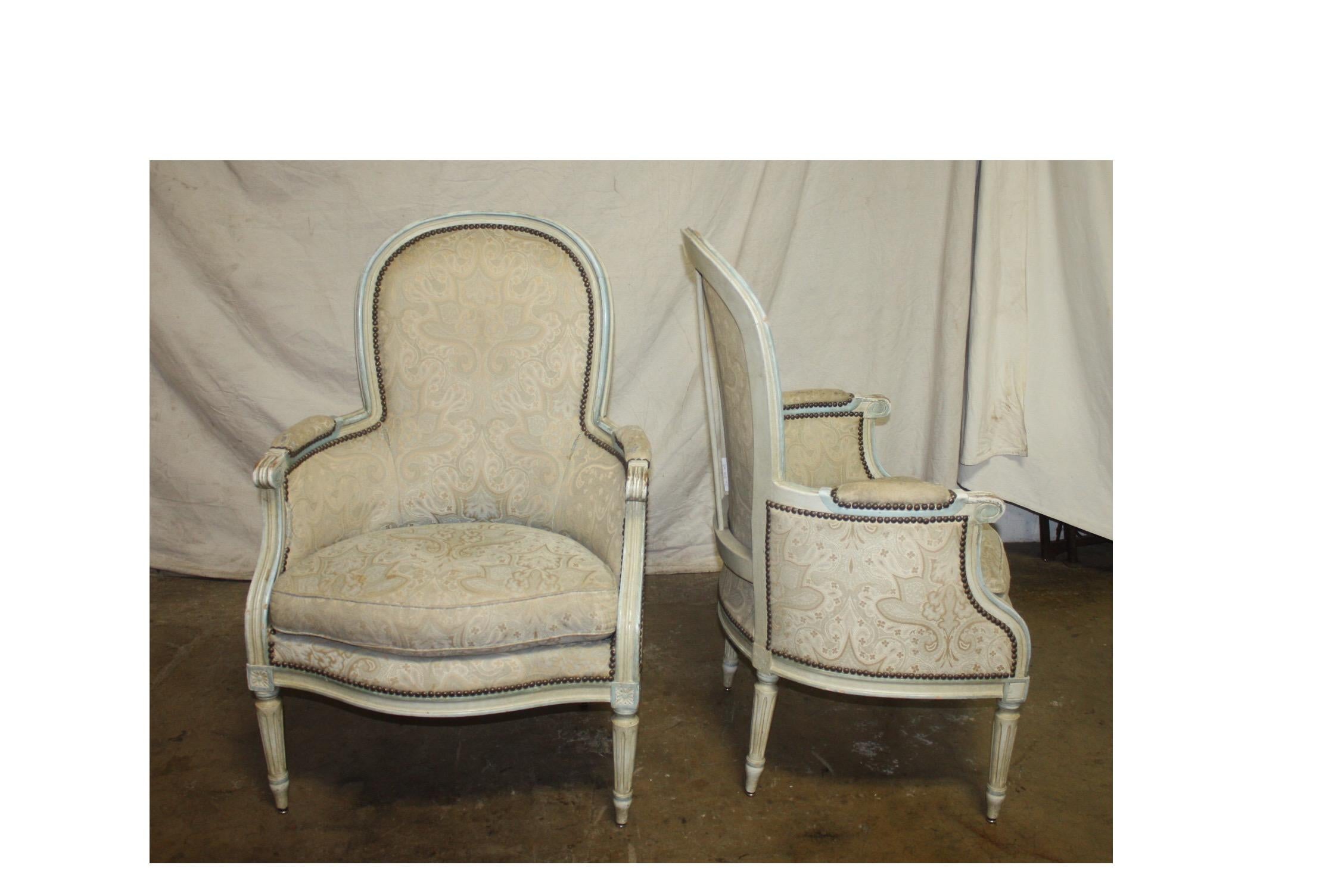 French 19th Century Louis XVI Bergère Chairs 1