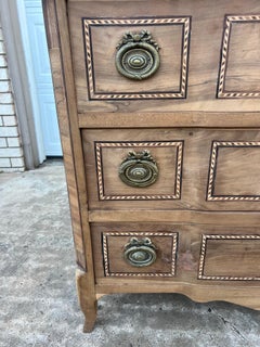 French 19th Century Louis XVI Bleached Walnut Marble Top Commode