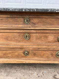 French 19th Century Louis XVI Bleached Walnut Marble Top Commode