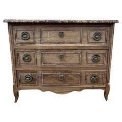 French 19th Century Louis XVI Bleached Walnut Marble Top Commode