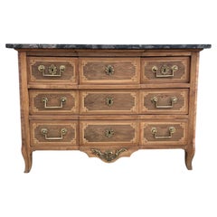 French 19th Century Louis XVI Bleached Walnut Marble Top Commode