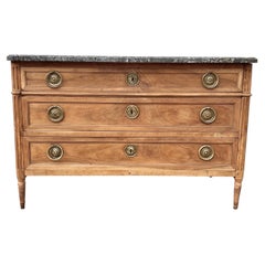 French 19th Century Louis XVI Bleached Walnut Marble Top Commode