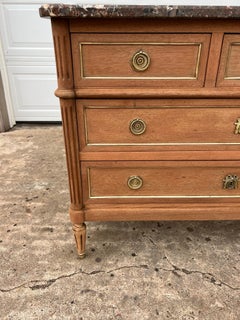 French 19th Century Louis XVI Bleaches Solid Walnut Marble Top Commode