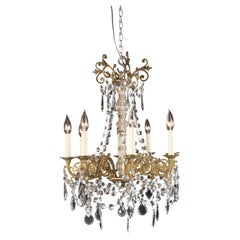 French 19th Century Louis XVI Bronze and Crystal Chandelier with Unique Crown