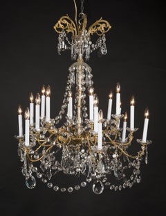 French 19th Century Louis XVI Bronze and Crystal Multi Tiered Chandelier