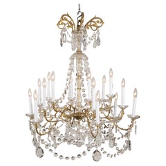 French 19th Century Louis XVI Bronze and Crystal Multi Tiered Chandelier