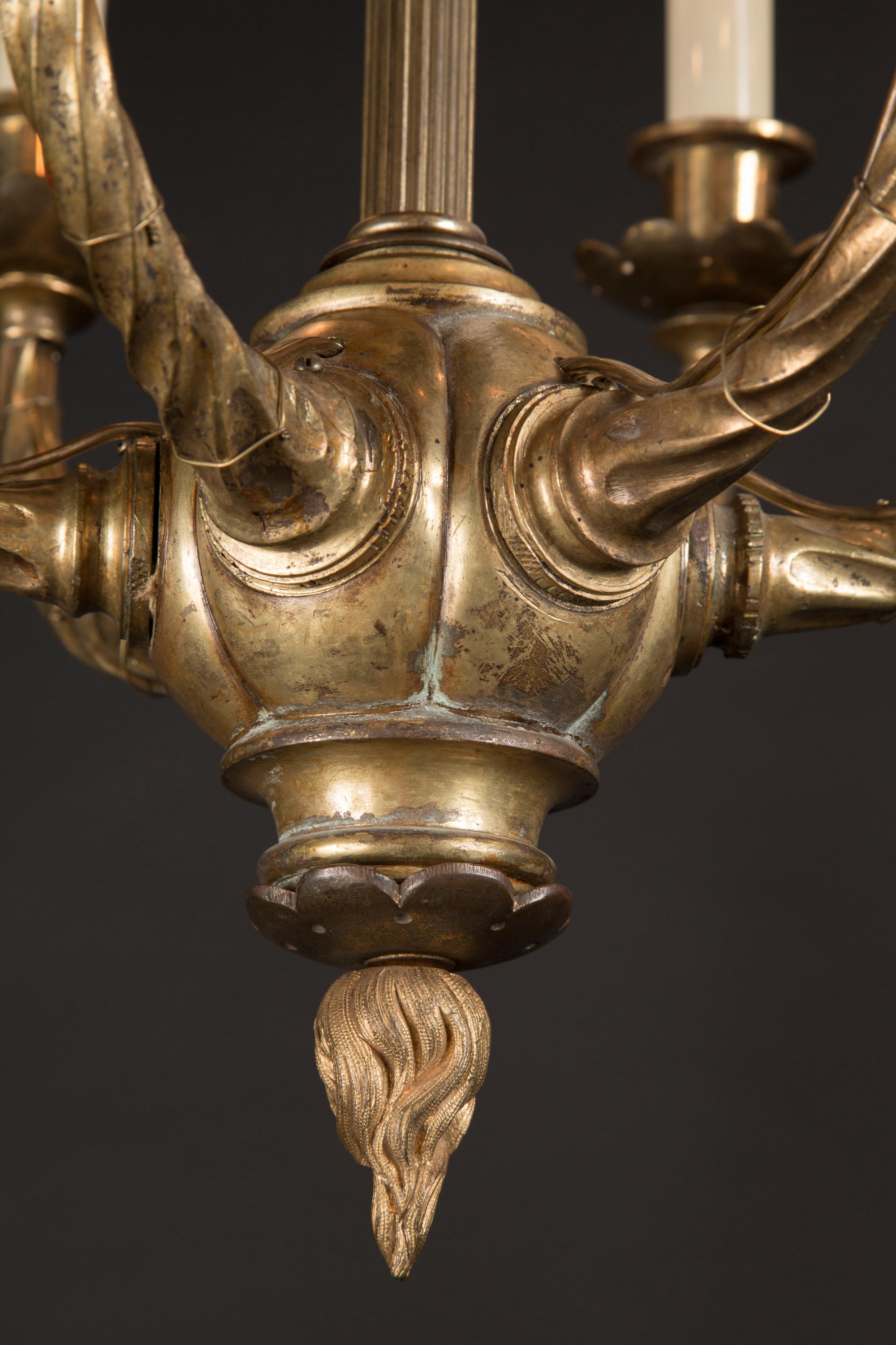 Francese Lampadario francese in bronzo Luigi XVI del XIX secolo in vendita