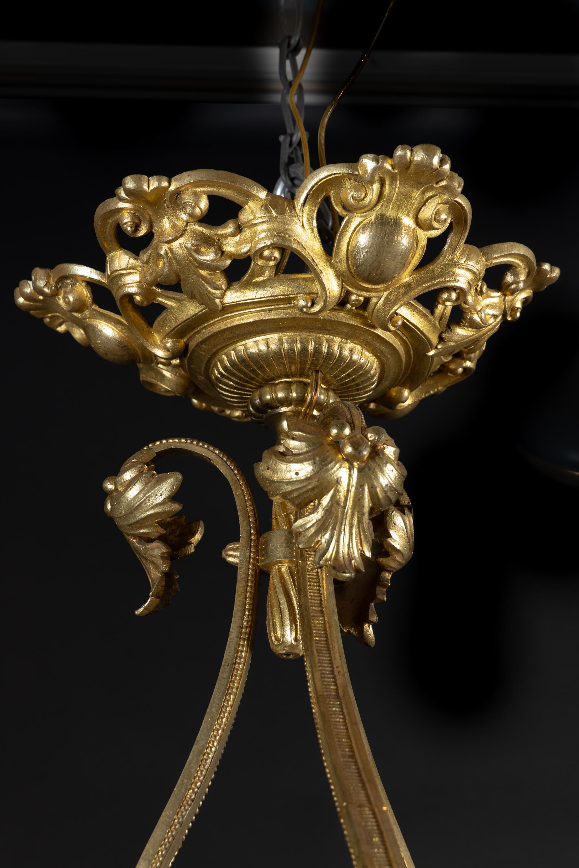 Araña francesa de bronce Luis XVI del siglo XIX con cabezas de carnero Bronce en venta